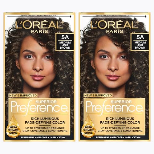 L'Oreal Paris Superior Preference Fade-Defying Hair Color Kit Medium Ash Brown 5A - Pack of 2