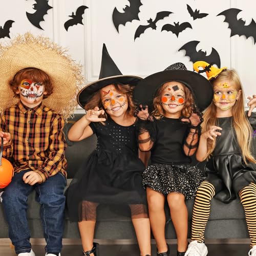HOWAF 4 Sheets Scarecrow Face Tattoos for Halloween Scarecrow Costume, Straw Witch Sunflower Temporary Tattoos for Scarecrows Cosplay Supplies, Scarecrows Fake Tattoos Full Face Tattoo
