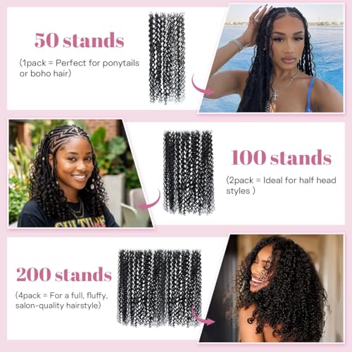 Black 18 Inch 100 Strands Miracle Feather Crochet Human Hair for Knotless Boho Style