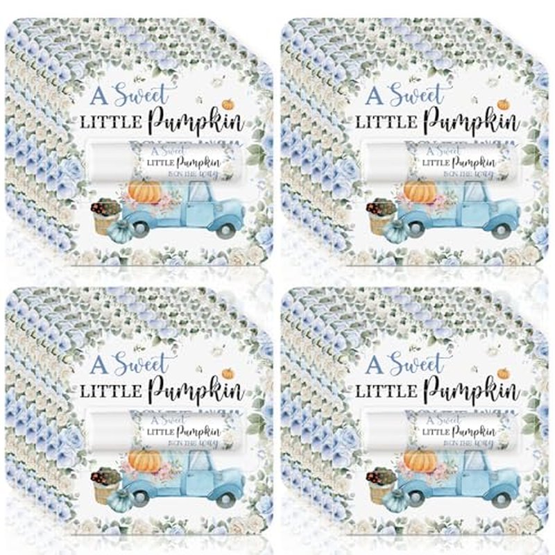 24 Pcs Pumpkin Truck Lip Balms Bulk Fall Pumpkin Lip Care Moisturizer Baby Shower Party Supply for Guest Gift Set Travel Size Lipstick Autumn Thanksgiving First Birthday Favors Decorations