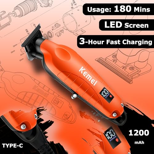 KEMEI 2293 Orange Hair & Beard Trimmer Zero Gapped Precision Clipper