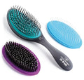 Olivia Garden OG Brush Collection Set - 3 Professional Hair Brushes with Detanglers & Styler, Black - 3-Piece Kit