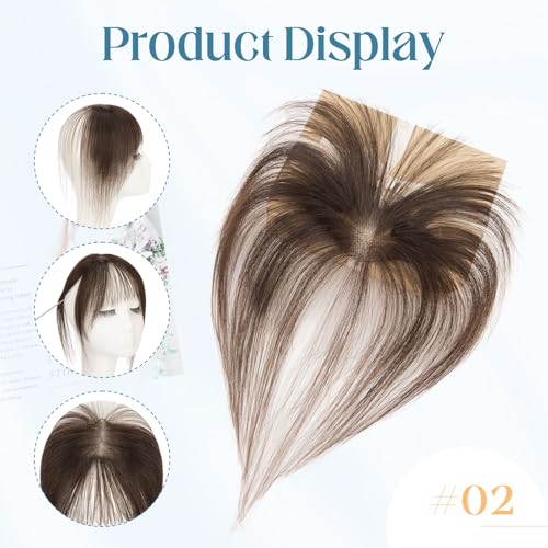 Dark Brown Clip-In Human Hair Bangs for Women, Wispy Front Hairpiece - 9g