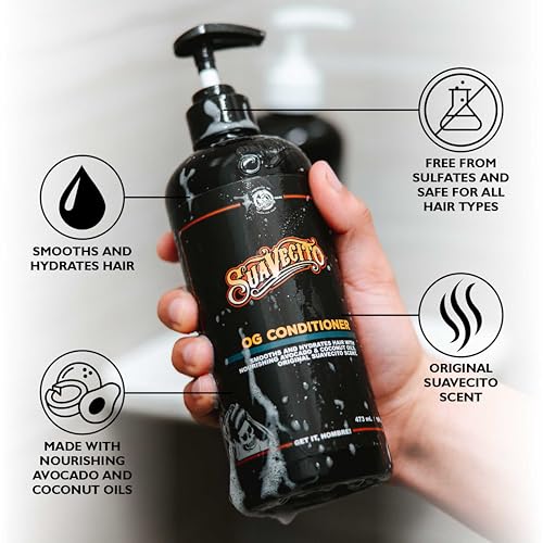 Suavecito OG Conditioner 16 oz Pump Bottle - Original Scent - Smooths & Hydrates, Nourishes & Moisturizes with Avocado and Coconut Oils - Repairs Dry Damaged Har - For All Hair Types, Sulfate Free