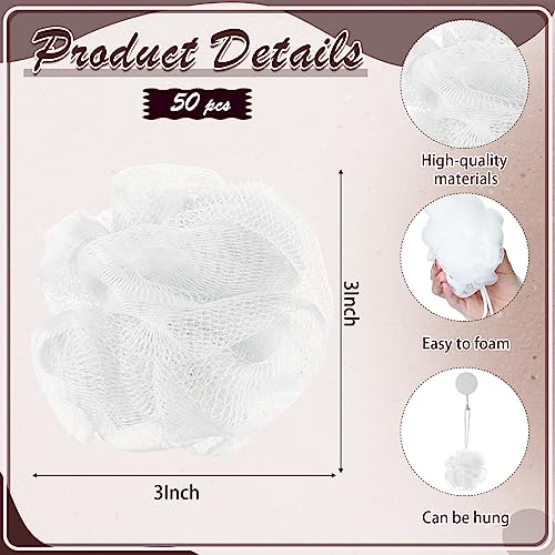 50 Pcs White Loofah Sponges for Shower - Exfoliating Bath Scrubbers