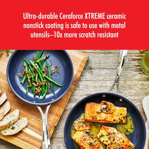 2-Piece Stainless Steel Nonstick Fry Pan Set 8-Inch & 10-Inch with Ceramic Coating