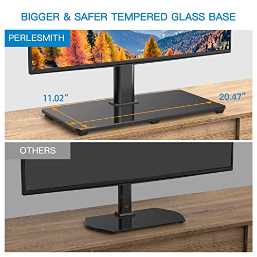 Universal Tabletop TV Stand for 32-82 Inch Screens - Compatible with VESA 100x100mm to 600x400mm with Tempered Glass Base - Adjustable Height