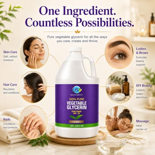 US+ Vegetable Glycerin Food Grade USP 1 Gallon - Pure Natural Moisturizer & DIY Ingredient