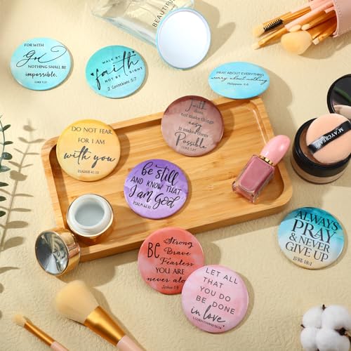 GlikCeil 54 Pack Christian Compact Mirrors with Bible Verses for Women - Inspirational Religious Gift Set Variation of 54