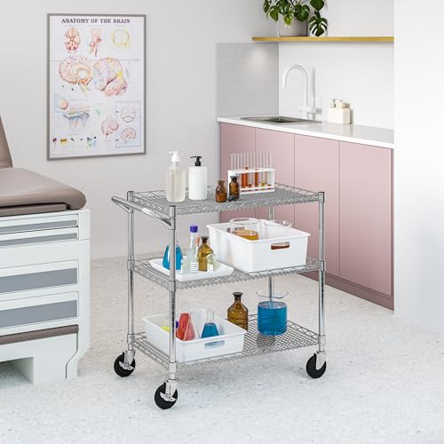 Heavy Duty Commercial Steel Utility Cart with 3 Shelves - 36 W x 18 D, NSF Certified