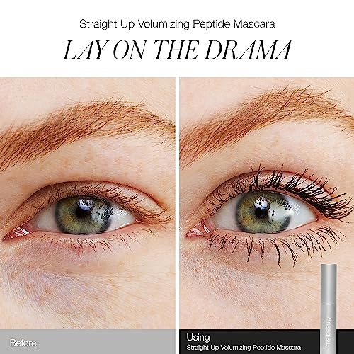 RMS Beauty Straight Up Volumizing Peptide Mascara ? Clean, Long-Wearing Black Mascara ? 12-Hour Lift & Volume ? Smudge-Free & Flake-Free ? Ophthalmologist Tested ? 0.34 oz
