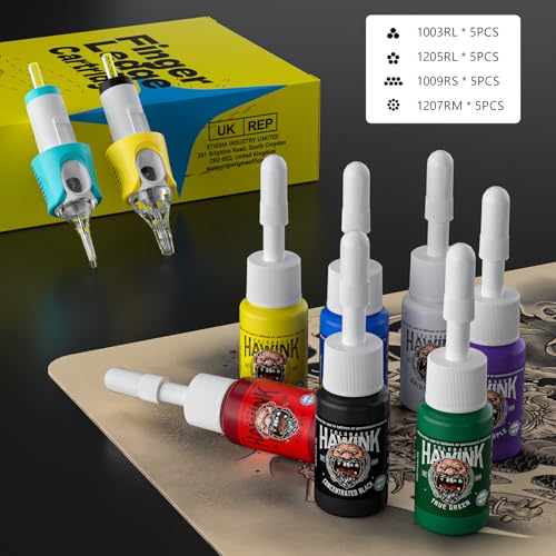 Wireless Tattoo Gun Kit with 2 Batteries, 16 Cartridges, 7 Ink Colors - Black Kit