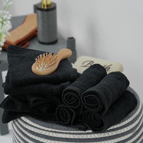 Black 24 Pack Washcloths Set - 12x12 Inches Cotton Towels for Bath & Spa - Tens Towels Variation of THIS listing