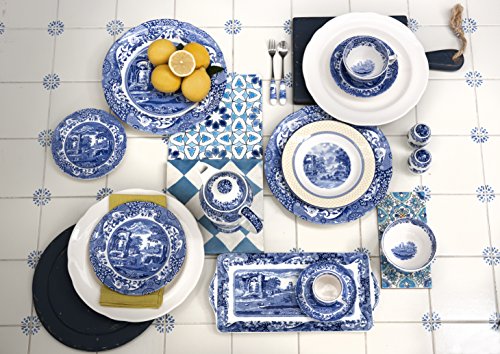 Blue Italian Square Serving Bowl - 9.5-inch Porcelain Tableware