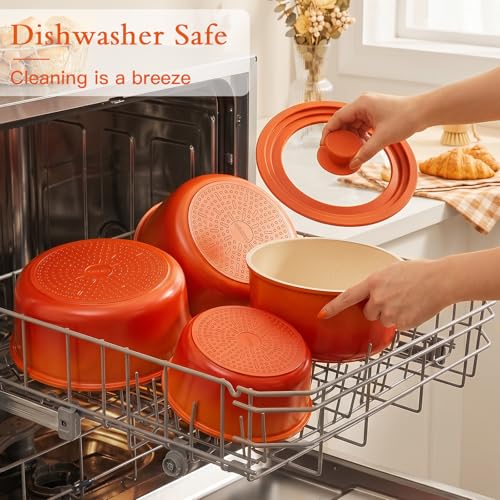 GiPP 21-Piece Nonstick Cookware Set with Detachable Handles - Orange Gradient