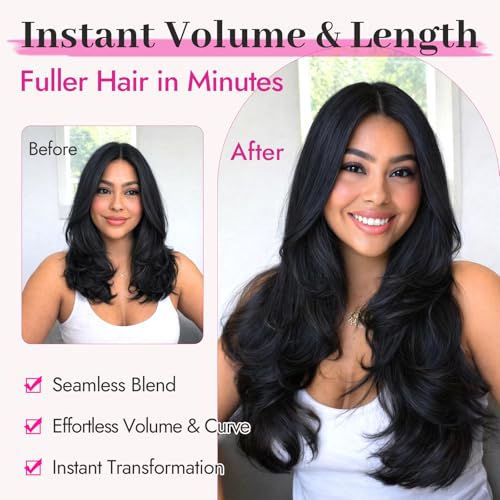 KooKaStyle 20 Inch Black Curly Clip-In Hair Extensions Layered
