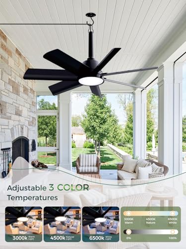 Outdoor Ceiling Fan with Light & Remote - 28 Inch Black for Gazebo & Patio - Variation 2