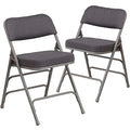 Gray Fabric Folding Chair Set of 2 - Padded Metal Folding Chairs for Indoor & Outdoor Use