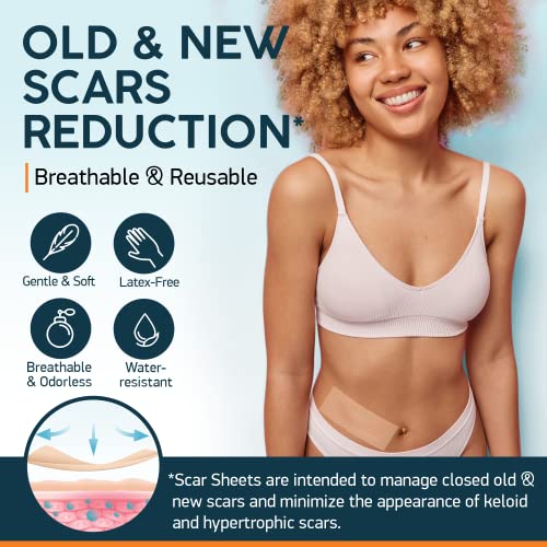 Silicone Scar Sheets & Glycolic Acid Pads - C-Section, Tummy Tuck, Keloid, Acne Removal Treatment - Advanced Post Surgery Supplies - Exfoliating Facial Peel - 60 Double-Side Pads