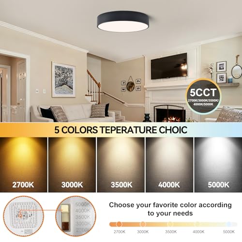 Black 18.1-Inch Dimmable 42W LED Ceiling Light Fixture Pendant Modern