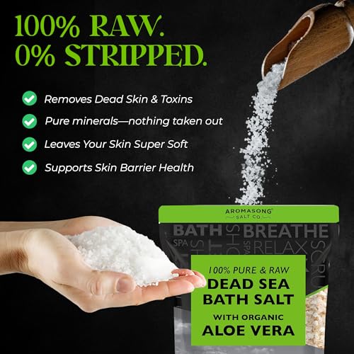 Dead Sea Salt with Organic Aloe Vera 80oz Bulk Pack for Bath & Skin Care