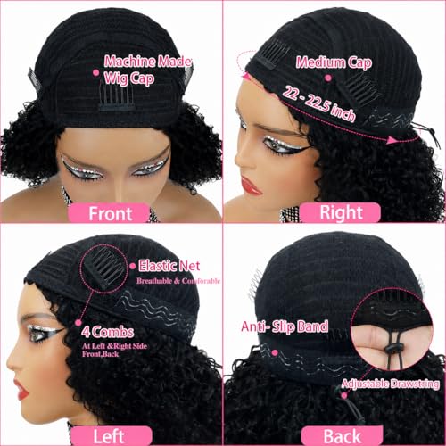 Deep Wave Half Wig Human Hair 18 Inch Glueless Clip-In Style for Women - 3 in 1 Flip Over & Headband