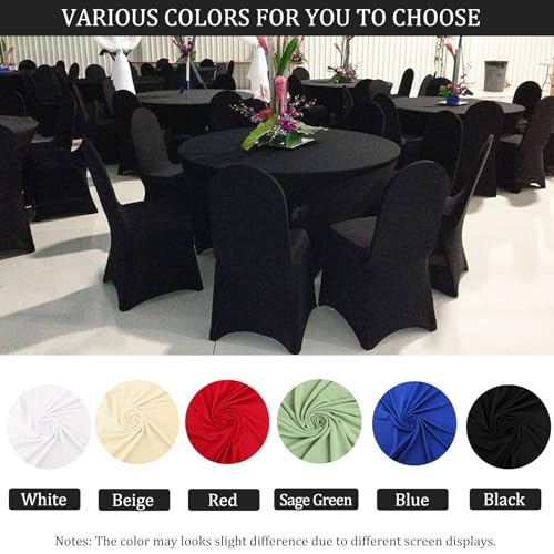 JALANCY 60 Inch Black 8 Pack Spandex Round Tablecloth - Washable & Wrinkle-Resistant