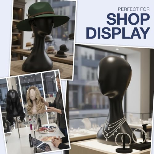 16 Inch Plastic Mannequin Head Set - Nude 2 Pack with Adjustable Angles