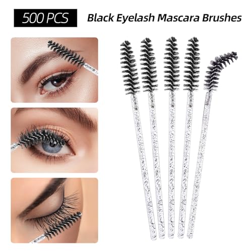 Black Eyelash Extension Supplies Kit 1500pcs with Mascara Wands Lip Brushes Micro Swabs