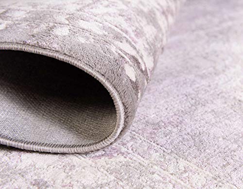 5'1 x 8' Rectangle Area Rug - Purple & Gray Modern Vintage Style