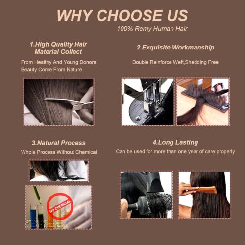 GEELOOK Clip-in Hair Extensions Remy Human Hair 18 Inch 70g #4/27 Chocolate Brown Light Blonde