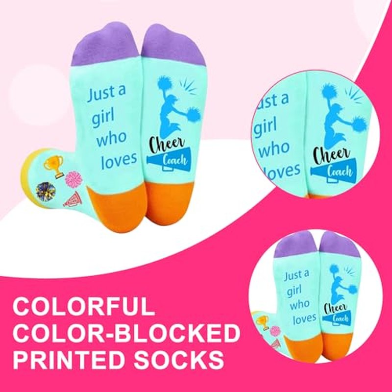 Cheerleader Gifts for Girls, Complete Set with Exquisite handbag, Fashionable Makeup Bag, Catching Shiny Necklace, Patterned Cheer Socks, 60 Pcs Stickers, Cheerleading Gifts, Cheerleading Stuff