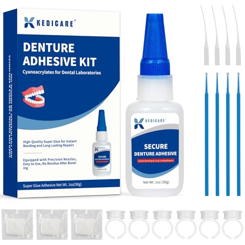 Kedicare Denture Repair Glue Kit - Instant Bonding for Cracks & Loose Teeth