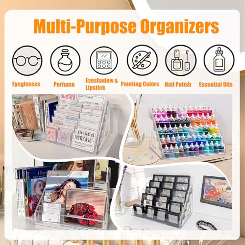 Acrylic Nail Polish Organizer Rack,2 Pcs 7 Tier Nail Polish Holder Stand,Sunglass Organizer, Essential Oils Storage Shelf, Holds Up to 84 Bottles