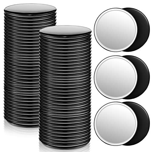 Blulu 72 Pieces Compact Mirror Bulk Mini Portable Round Small Makeup Pocket Mirror for Gifts Purse Women Travel Daily Use Christmas Thanksgiving 2.76 Inch (Black)
