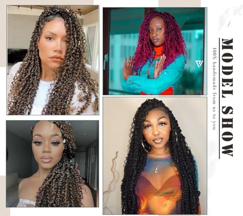 8 Packs Passion Twist Crochet Hair 18 Inch Boho Goddess Style with Curly Ends - T1B/27