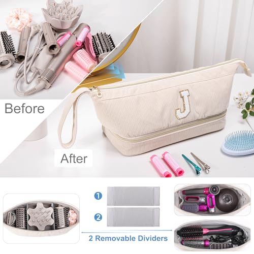 ELCUPA Ivory Double-Layer Personalized Hair Dryer Travel Case for Shark FlexStyle & Airwrap