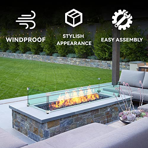 Skyflame 36" x 11.5" Clear Tempered Glass Fire Pit Wind Guard - Variation of THIS listing