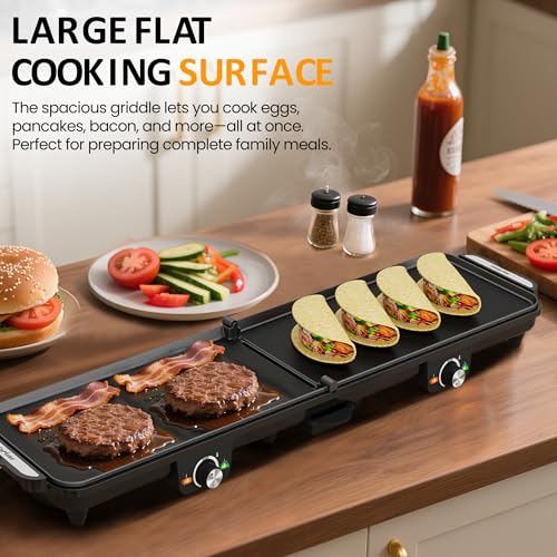 38-Inch Electric Griddle with Nonstick Surface & Dual Temperature Control