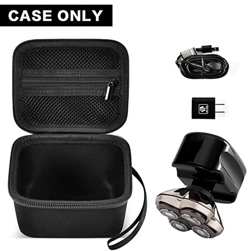 ANKHOH Case Compatible with Skull Shaver Electric Pitbull Pro Razor, Hard Travel Rotary Men Head Shavers Beard Trimmer Storage Bag with Zipper Mesh Pocket for Mustache Grooming Kit,Black-Only Box