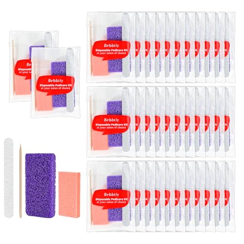 4-in-1 Disposable Pedicure Manicure Kit Sets - Pack of 50, 80/100 Grit - Hygienic & Portable