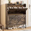 Nicetree Chestnut Shoe Cabinet with 2 Flip Drawers - Entryway Organizer