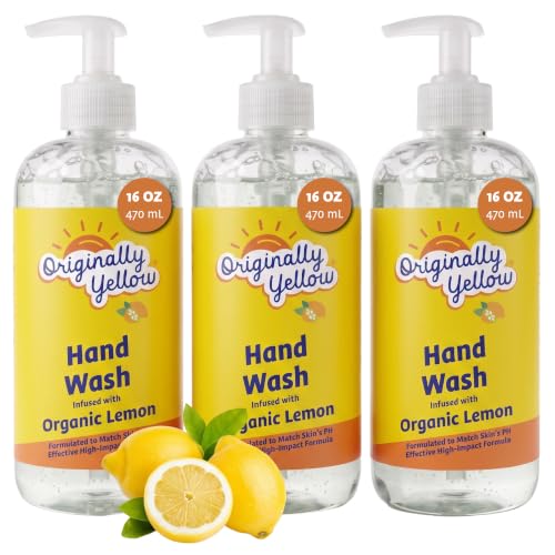 Lemon Hand Soap Infused with Organic Lemon Extract - 16 Fl Oz, 3-Pack