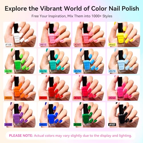 Nailshion Z16Colors-Rainbow Charm 16-Color Quick Dry Nail Polish Set No Lamp Needed