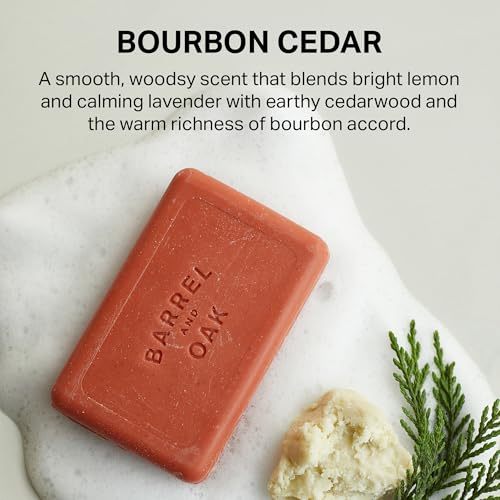 Barrel & Oak Red Clay Exfoliating Bar Soap Bourbon Cedar 6 Oz 3-Pack - Men’s Grooming