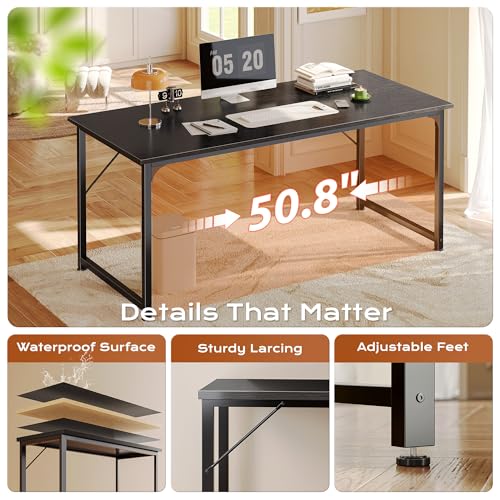 PRAISUN Black 55 x 23.6 Inch Computer Desk with Deep Work Surface