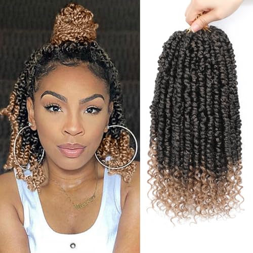 Pre Looped Passion Twist Crochet Hair - 10 Inch, 8 Packs, 1B/27 Variation