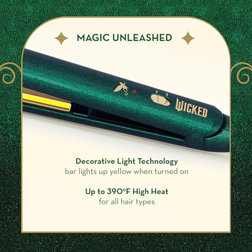 Conair Wicked Elphaba 1-Inch Flat Iron with Light-Up Technology - Travel Hair Straightener