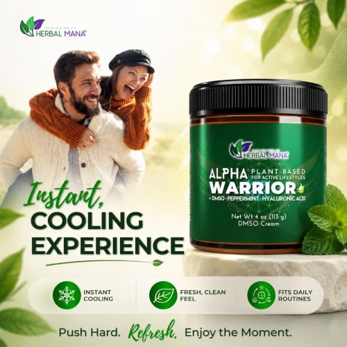 Herbal Mana Alpha Warrior DMSO Body Cream – Fast-Absorbing Cooling Moisturizer