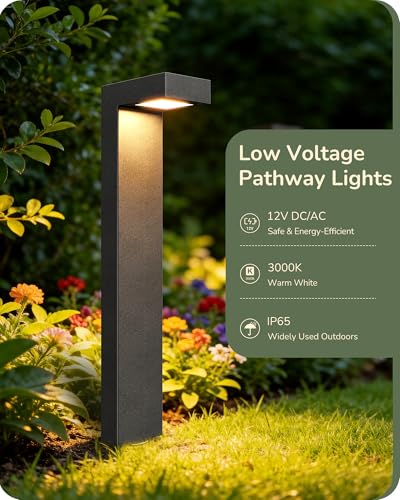 EDISHINE 4 Pack Low Voltage LED Pathway Lights Outdoor Landscape Lighting 85lm